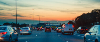 Night,Traffic,,Cars,On,Highway,Road,On,Sunset,Evening,Night